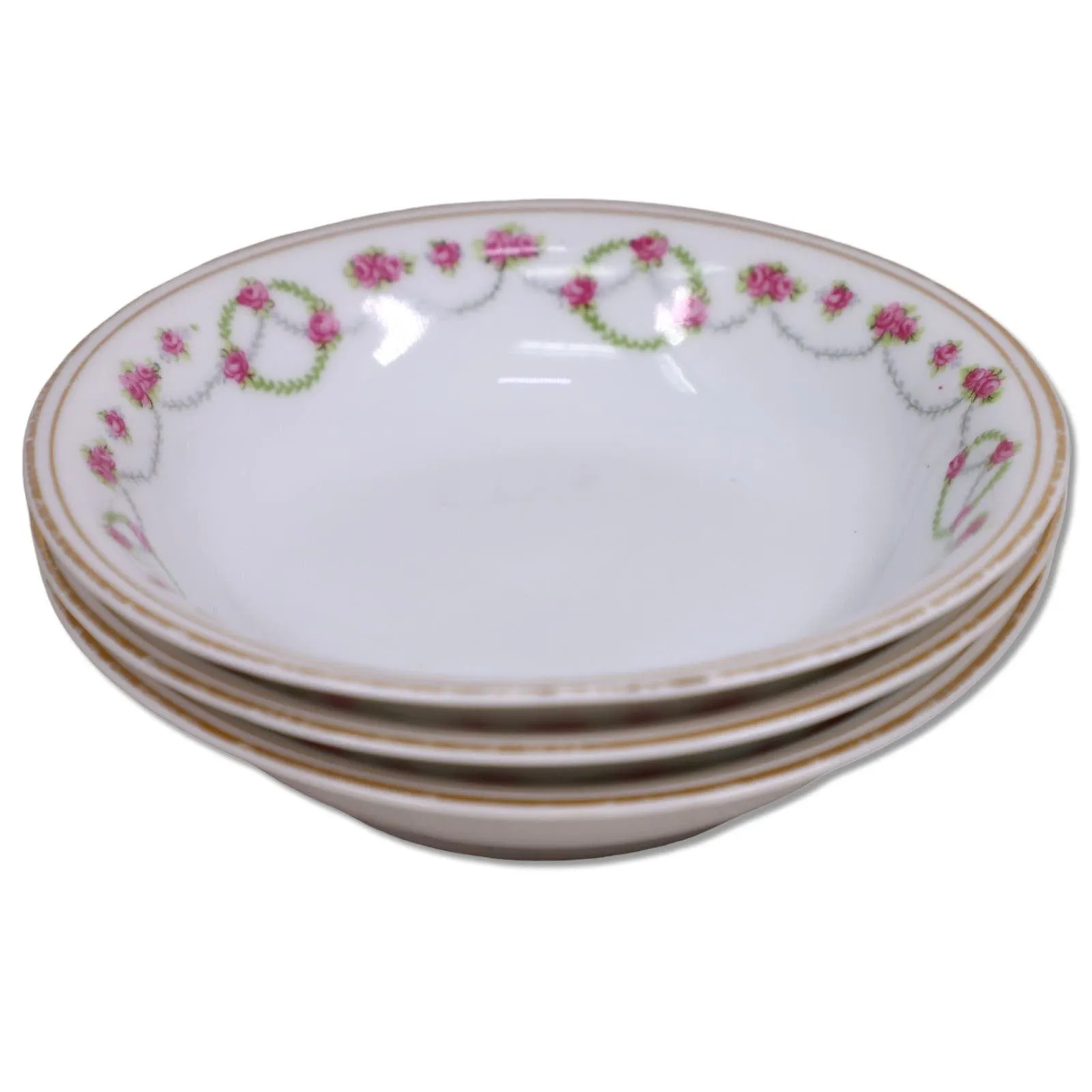 4pc Z.S & Co Zeh. Scherzer Co Empire Fruit Bowls Bavaria Pink Roses 1900