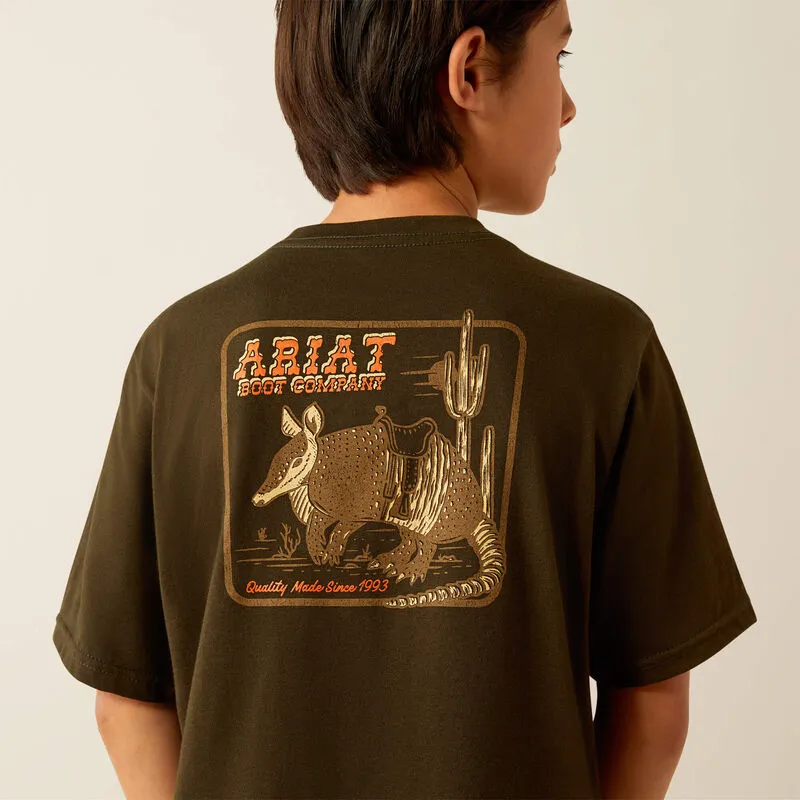 Ariat Boys Armadillo on a Half Shell T-Shirt Dark Olive