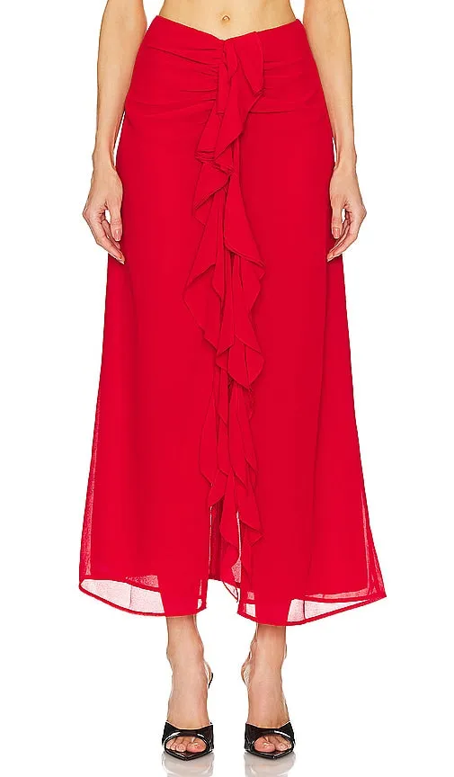 Bardot Akasha Midi Skirt in Red