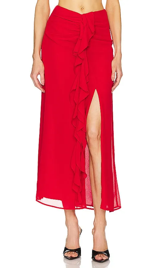 Bardot Akasha Midi Skirt in Red
