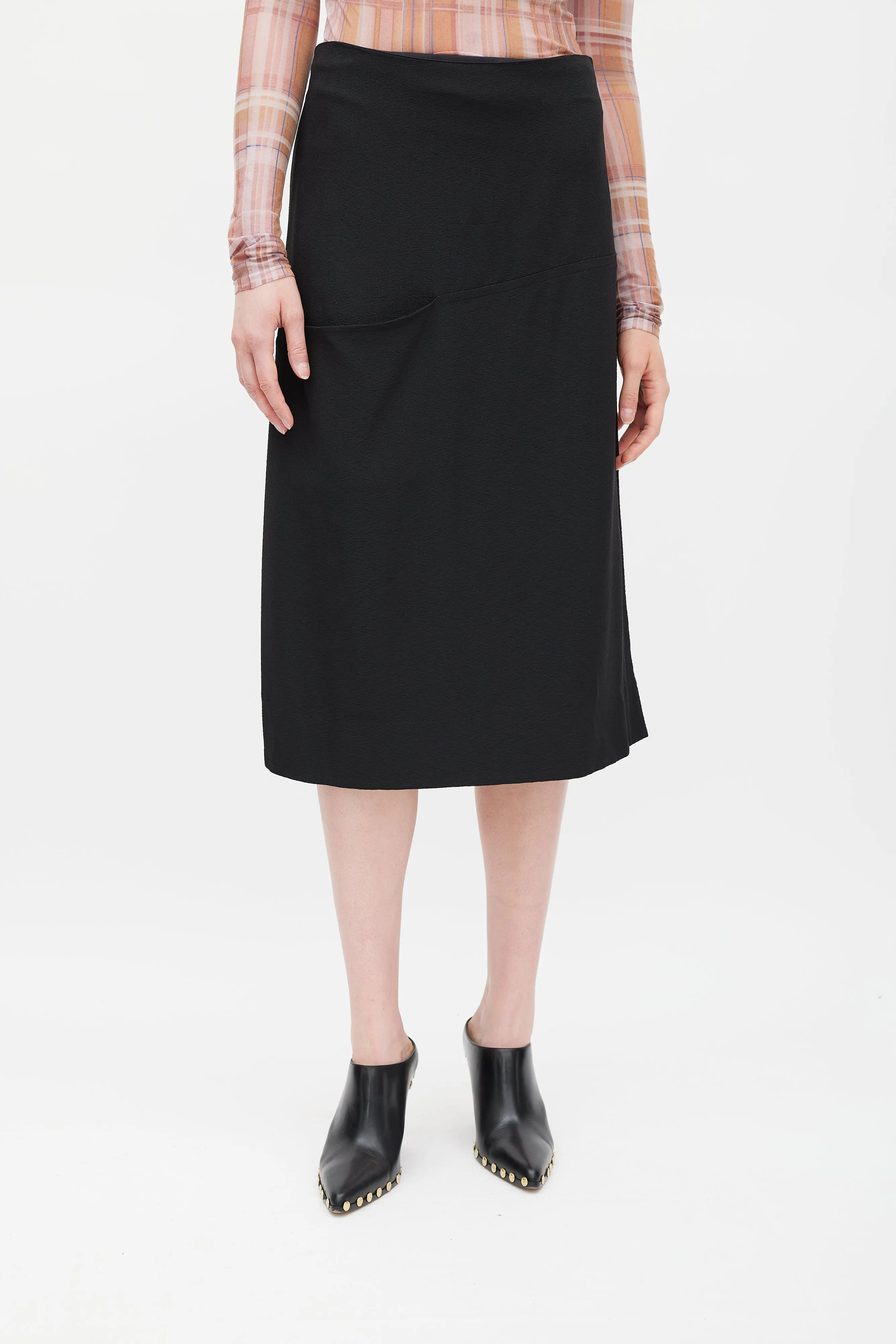 Black Silk Pocket Skirt