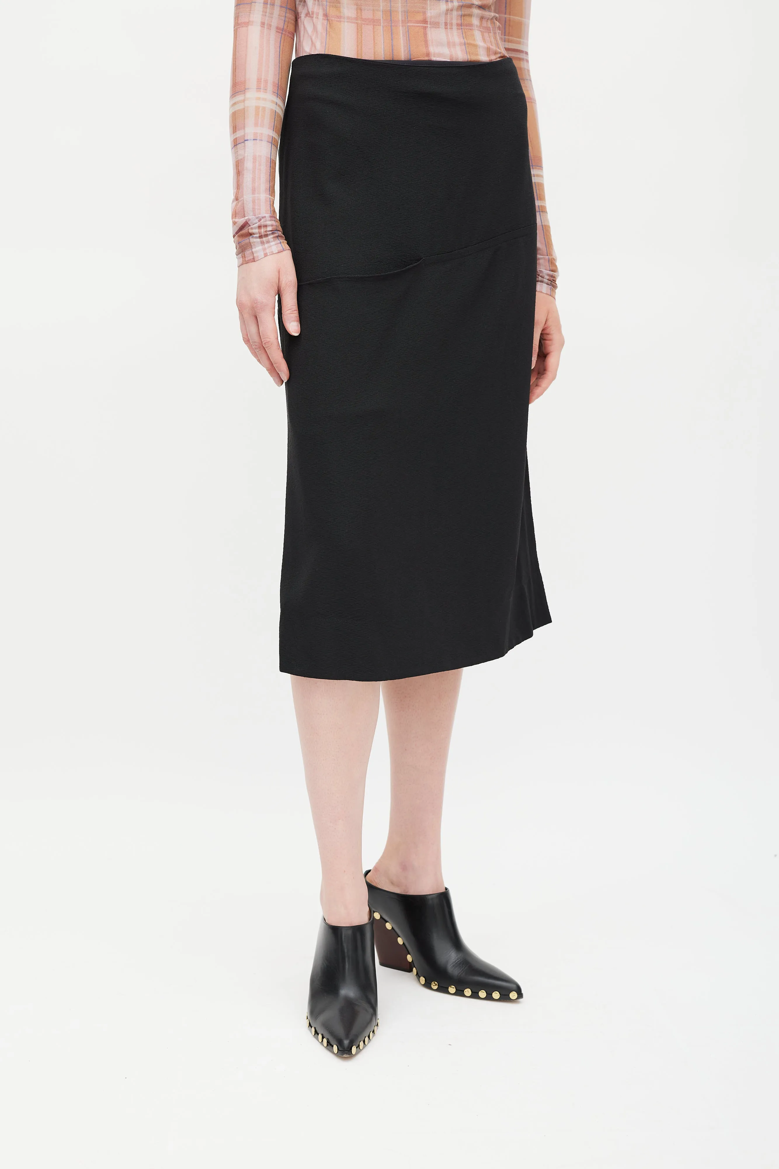 Black Silk Pocket Skirt