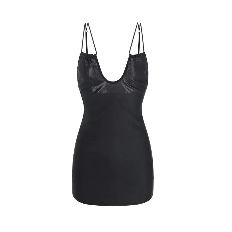 BLACK SUSPENDER DRESS YV50021