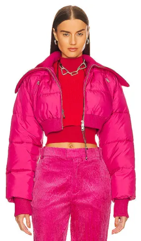 EAVES Caroun Cropped Puffer in Fuchsia