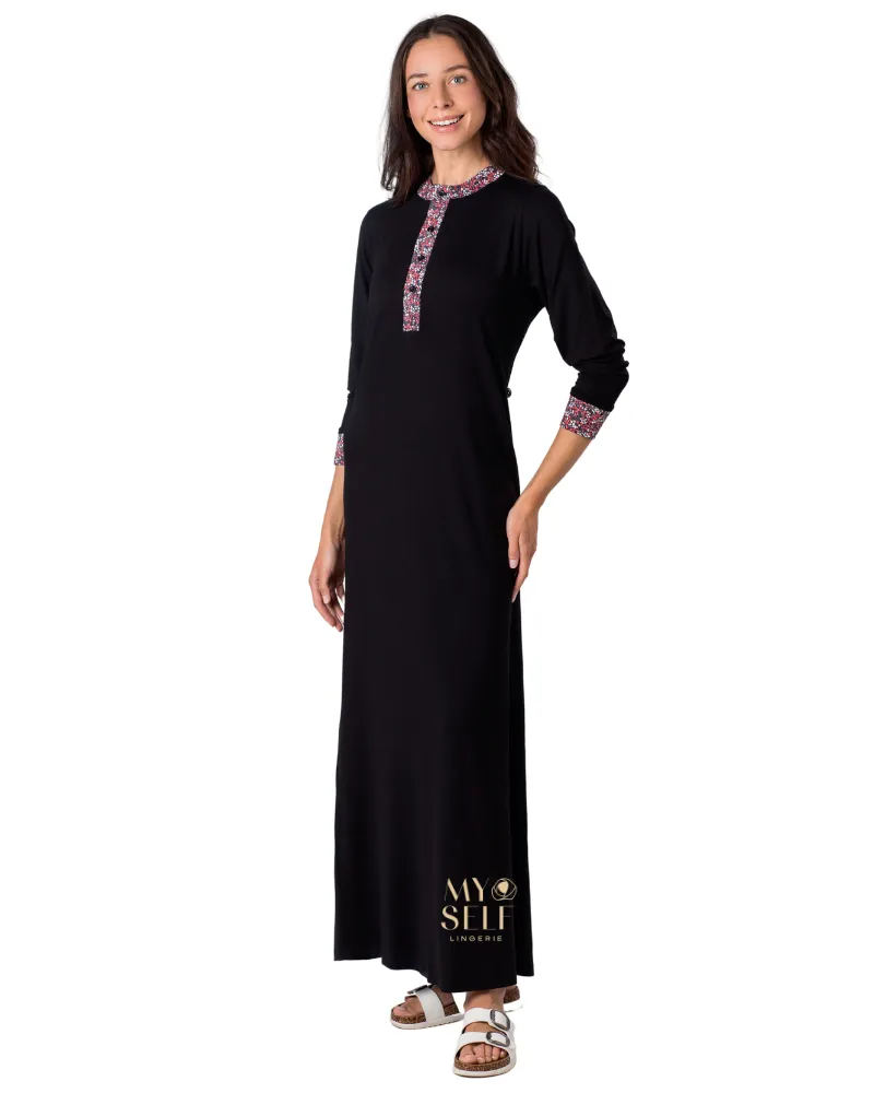 Ellwi Summer Floral Button Down Cotton Nightgown