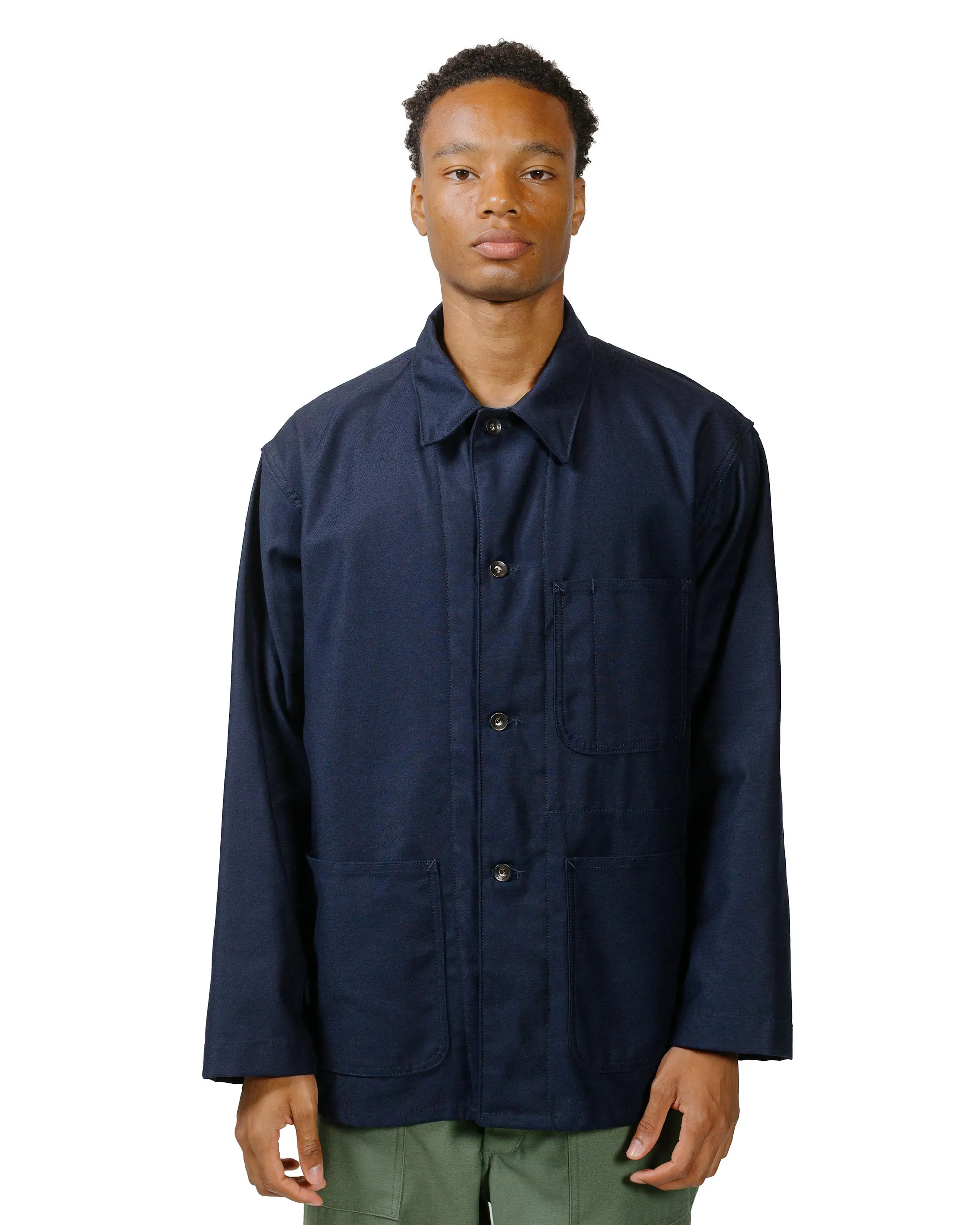 Engineered Garments Workaday Utility Jacket Dark Navy Cotton Reverse Sateen