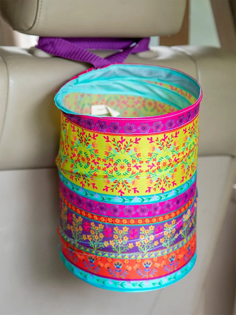 FLORAL POP-UP CAR TRASH CAN