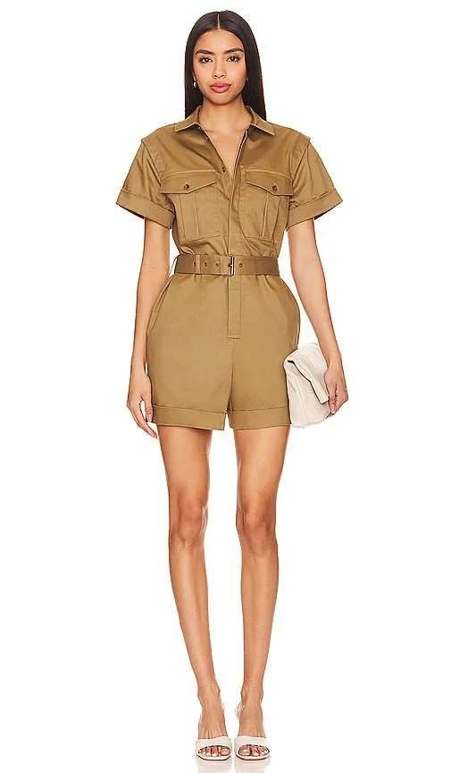 FRAME Utility Romper in Tan