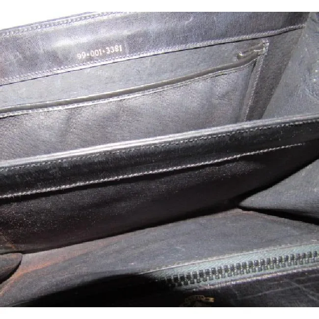 Gucci Horsebit Vintage Glossy Black Leather With Gold Equestrian Accents