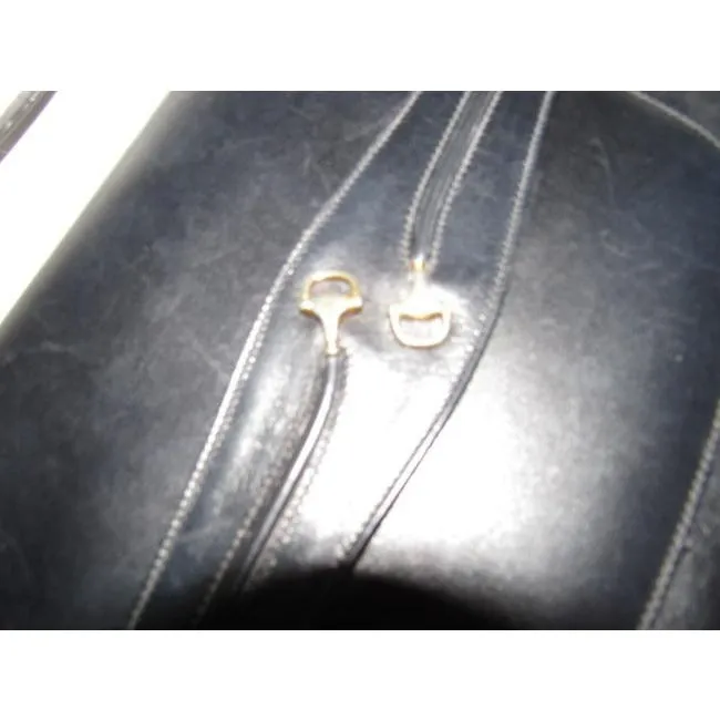 Gucci Horsebit Vintage Glossy Black Leather With Gold Equestrian Accents