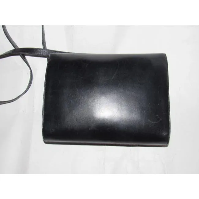 Gucci Horsebit Vintage Glossy Black Leather With Gold Equestrian Accents