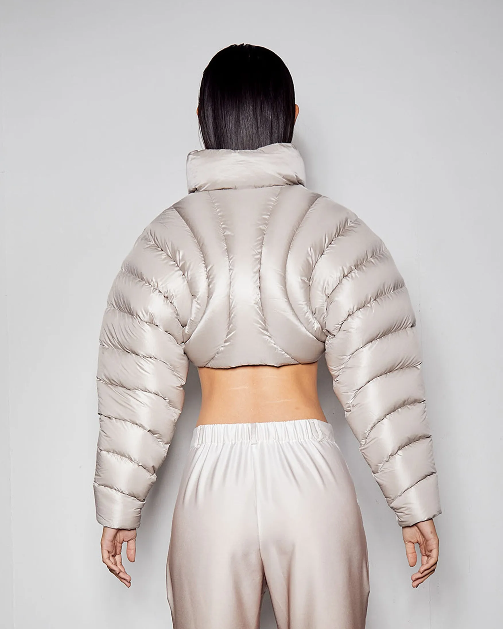 ION CROP PUFFER - BEIGE