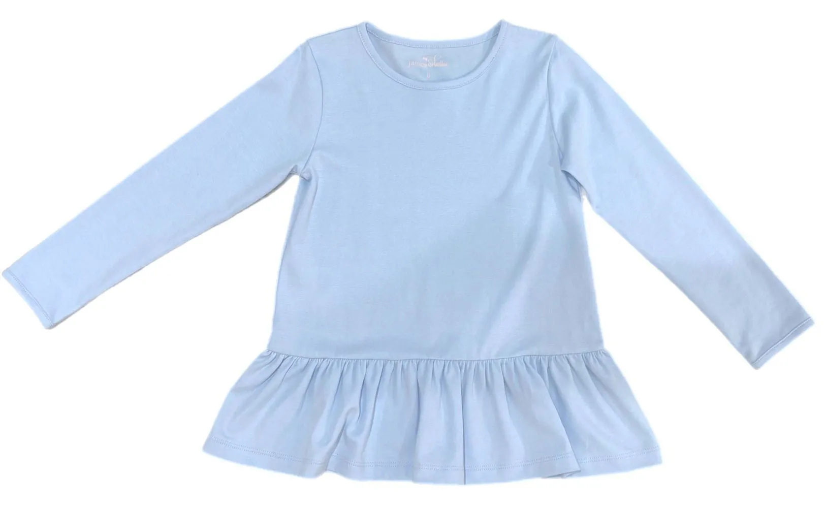 James & Lottie Girls Peggie Peplum Knit Top - Light Blue