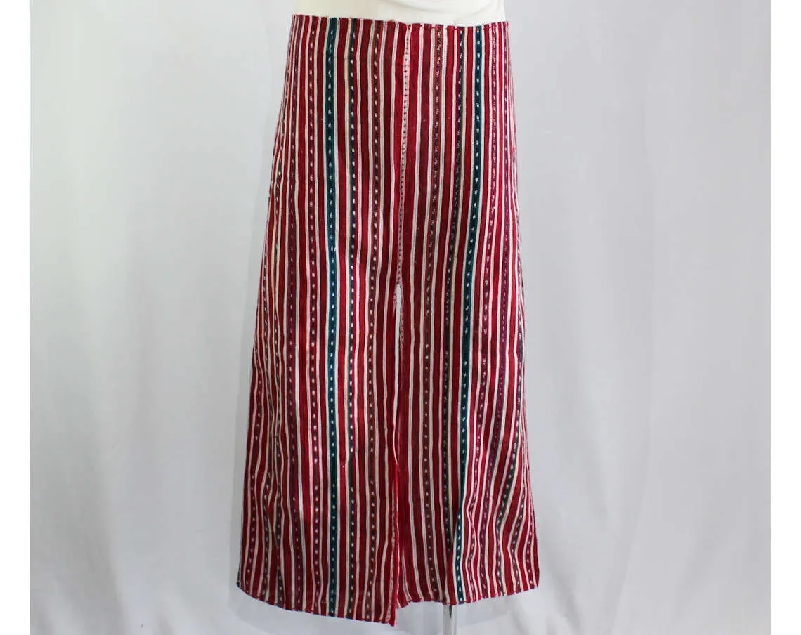 Large Men's 1940s Western Gaucho Pants - Late 40s 50s Mens Cowboy Trousers - Like Chimayo Saltillo Handwoven Cotton - Red Green Blue Stripes
