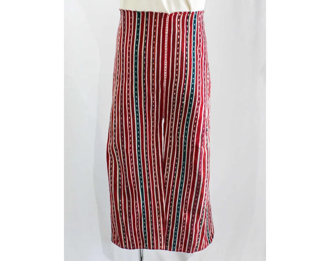 Large Men's 1940s Western Gaucho Pants - Late 40s 50s Mens Cowboy Trousers - Like Chimayo Saltillo Handwoven Cotton - Red Green Blue Stripes