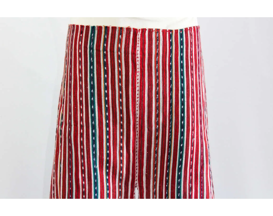 Large Men's 1940s Western Gaucho Pants - Late 40s 50s Mens Cowboy Trousers - Like Chimayo Saltillo Handwoven Cotton - Red Green Blue Stripes