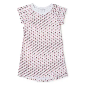 Lila & Hayes Girls Sadie Lounge Shirt - Red Holly Jolly Santa