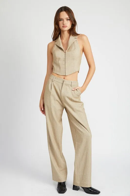 LILLIAN HALTER NECK TOP WITH OPEN BACK