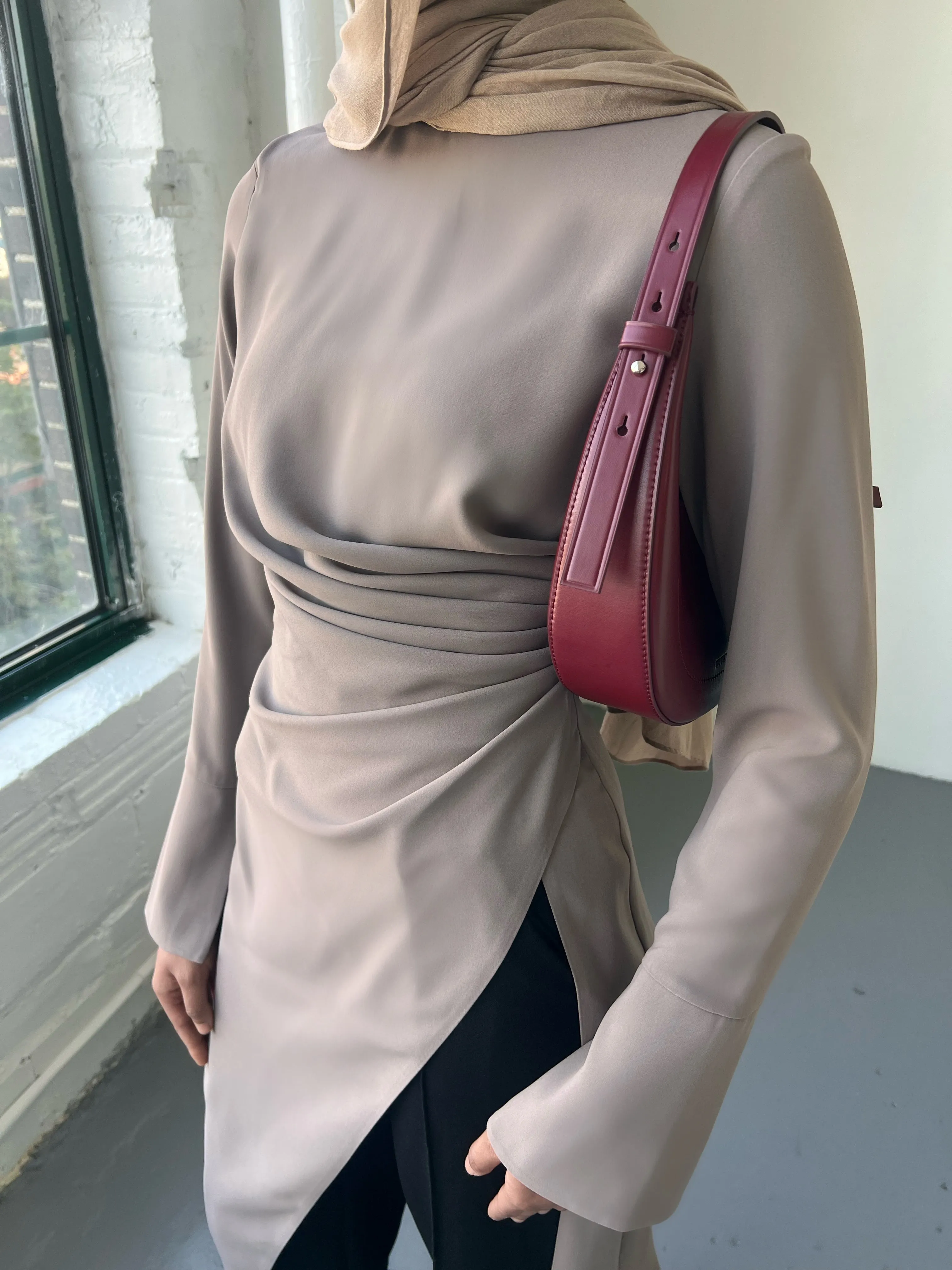 Mink Asymmetric Slit Tunic