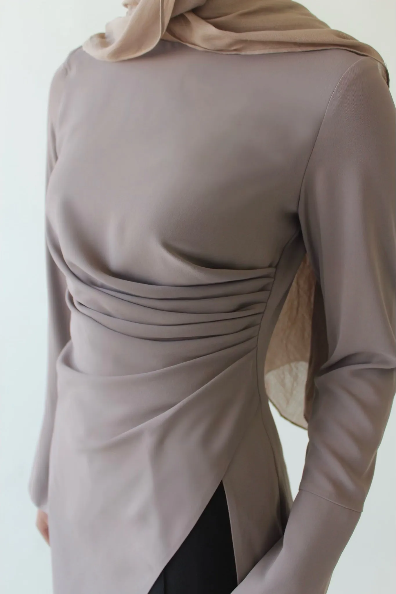 Mink Asymmetric Slit Tunic