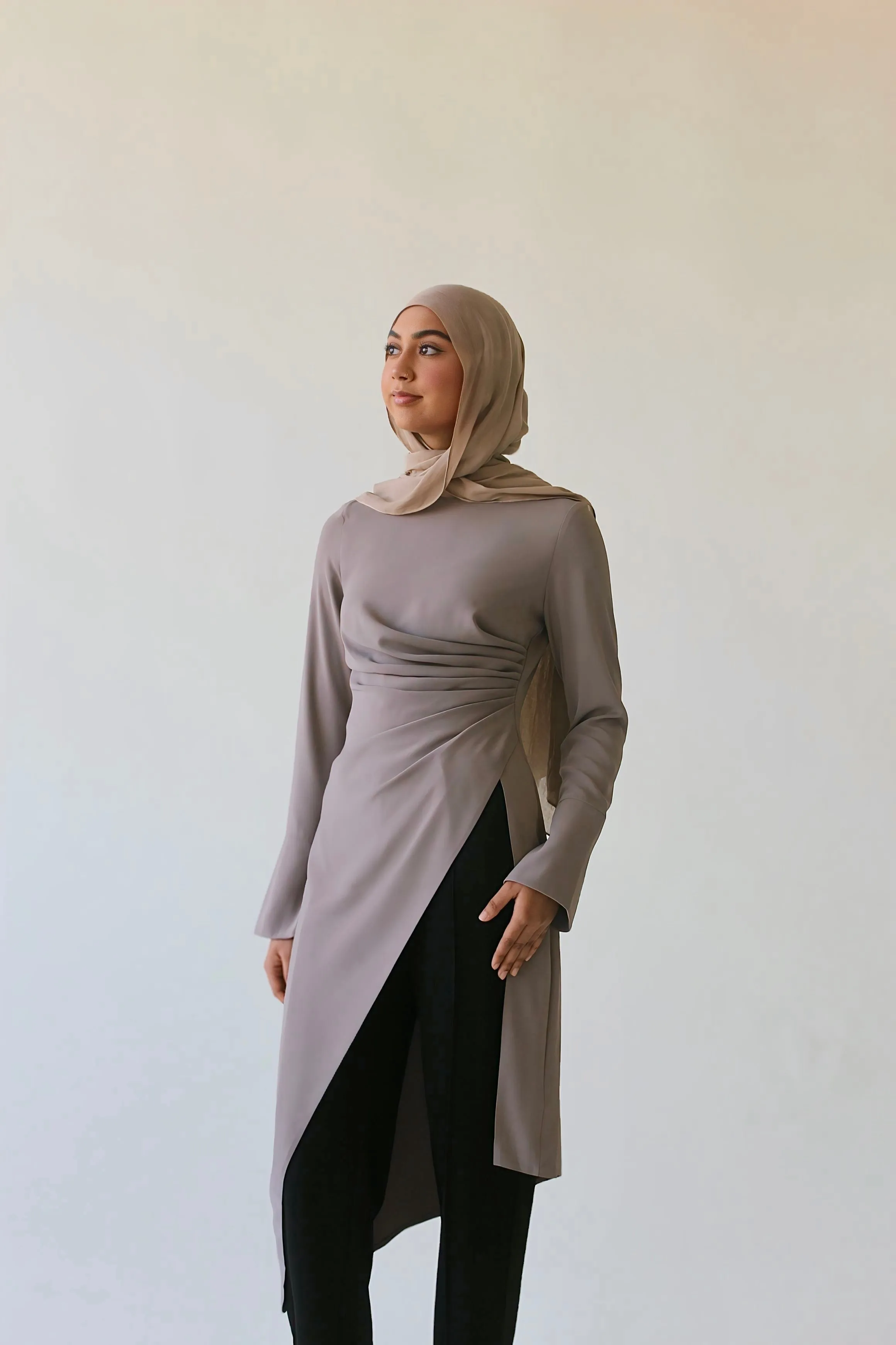 Mink Asymmetric Slit Tunic