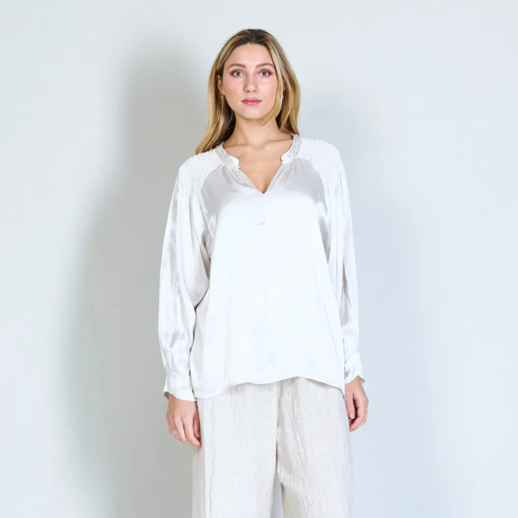 Satin viscose v-neck shirt  wholesale